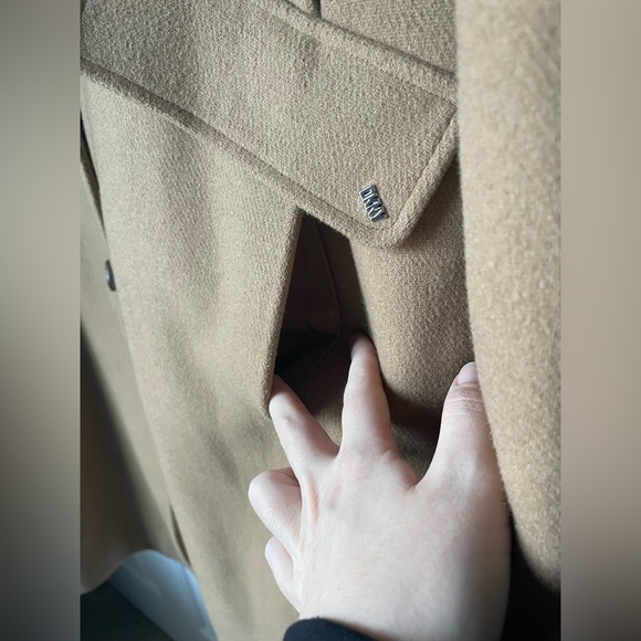 DKNY Camel Wool Blend Longline Coat Size XL - Picture 5 of 14